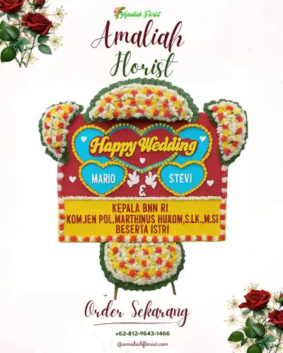 Karangan Papan Bunga Pernikahan bendungan hilir